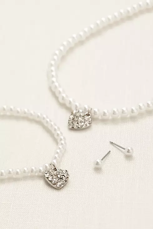 FG Pearl Heart Earring Bracelet and Necklace Set Image 1