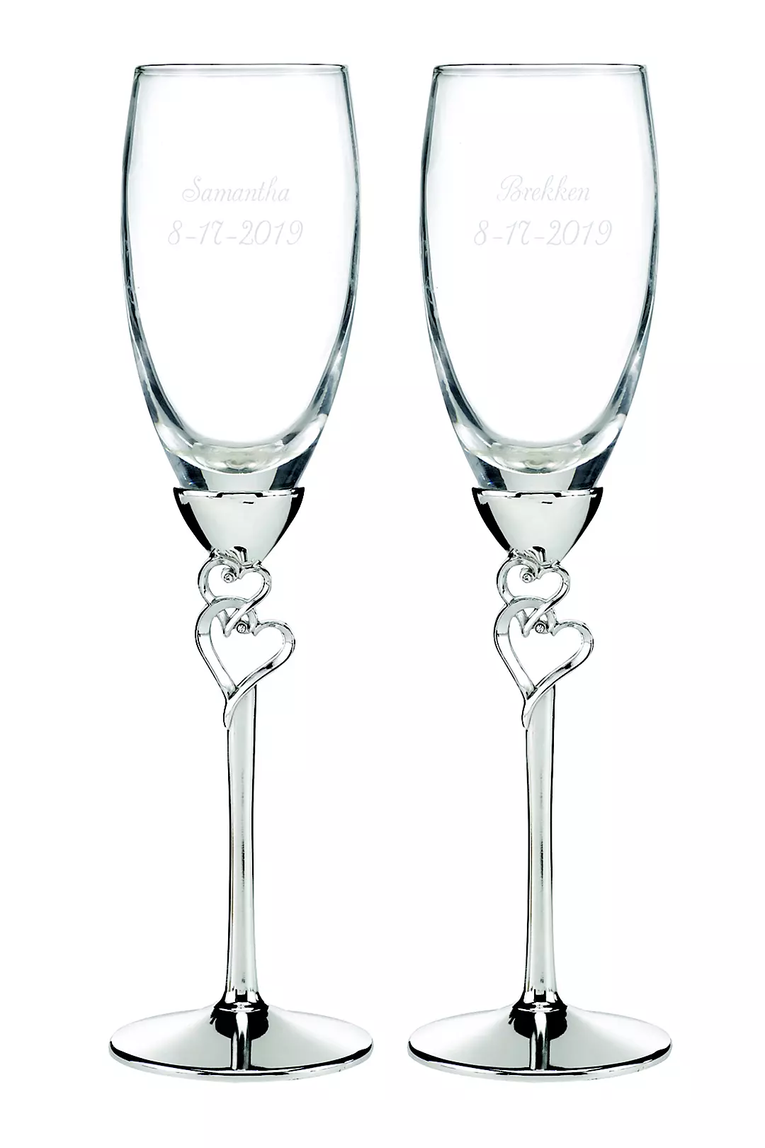 Personalized Entwined Hearts Flutes Image