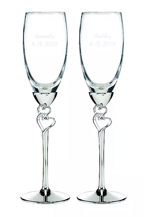 Personalized Entwined Hearts Flutes Image 1