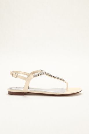 Dyeable Pearl and Crystal Encrusted T-Strap Sandal | David's Bridal