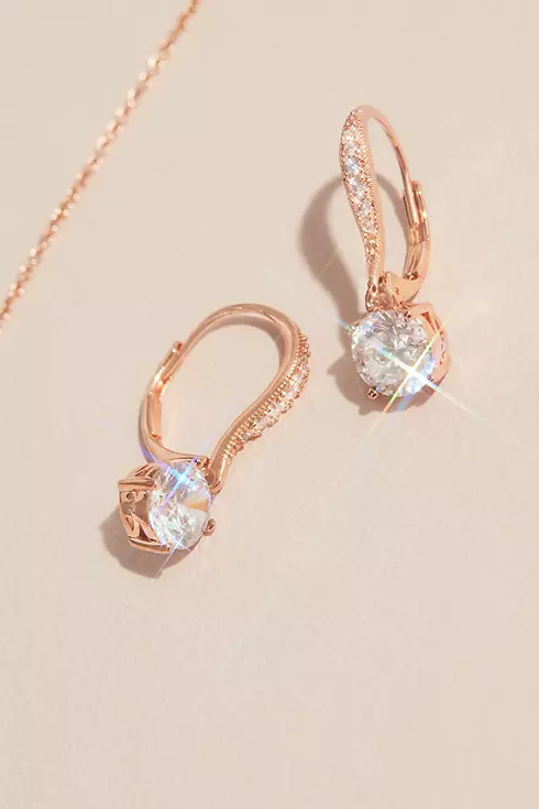 Rose Gold Solitaire and Cubic Zirconia Jewelry Set Image 2