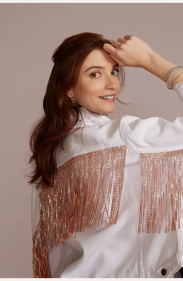 Geometric Sequin Fringe Jacket, Only $94.00, Multi Green, Red Wine, Rose  Gold