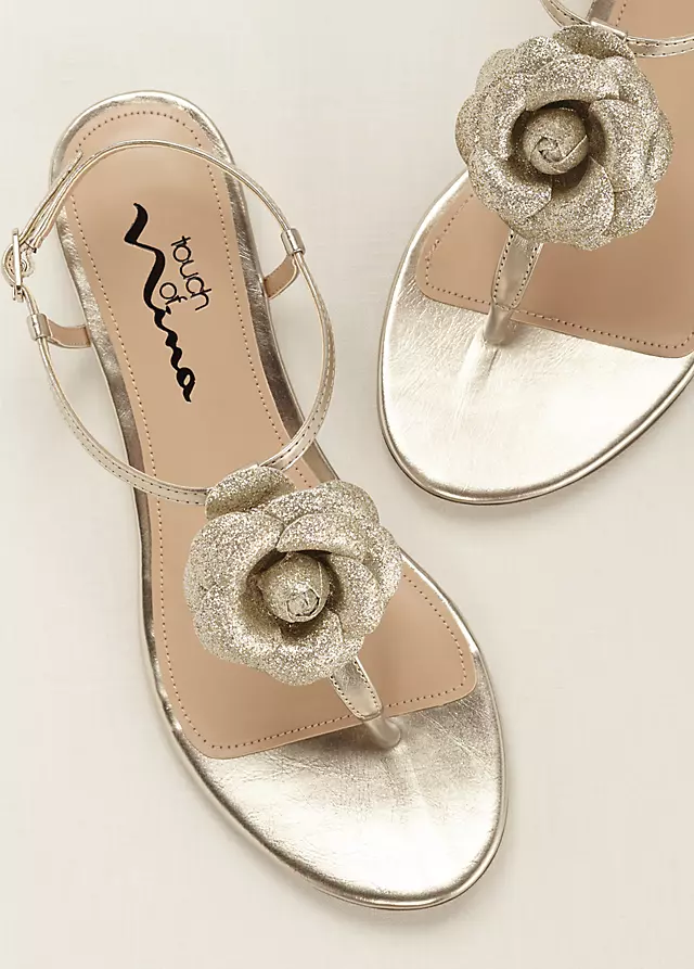 Touch of Nina Shimmering 3D Floral T-Strap Sandal Image 4