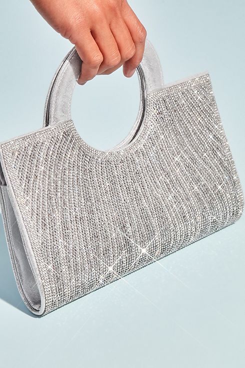 Crystal Embellished Clutch with Circle Handles Image 4