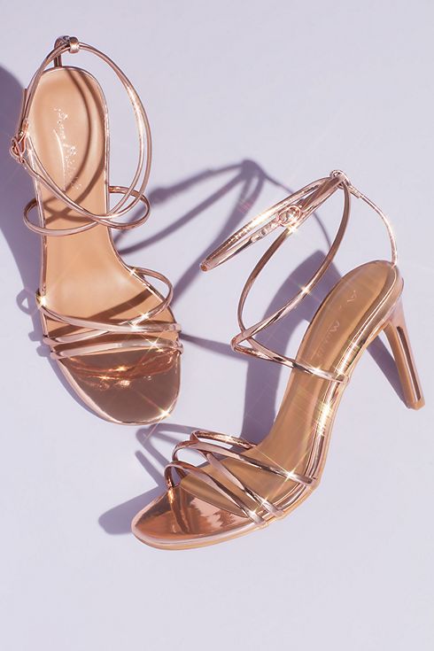 Chrome Metallic Heeled Sandals with Skinny Straps Image 5