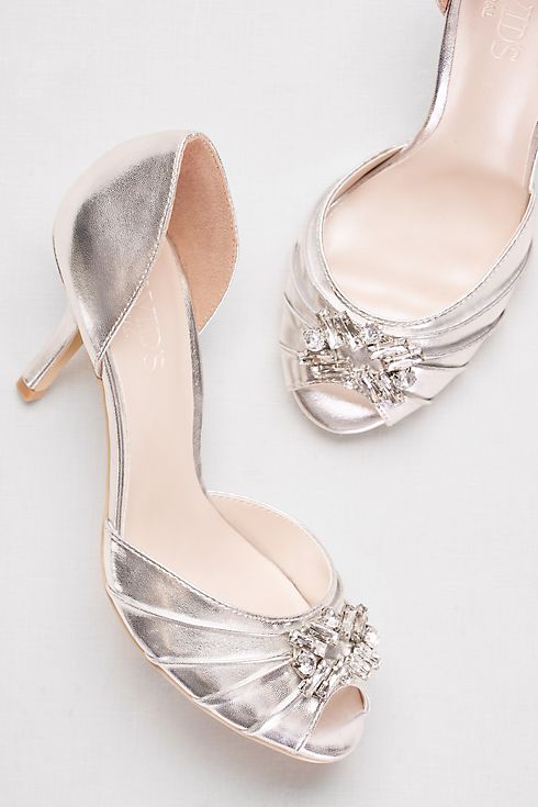 Metallic D'Orsay Peep-Toe Heels  Image 4