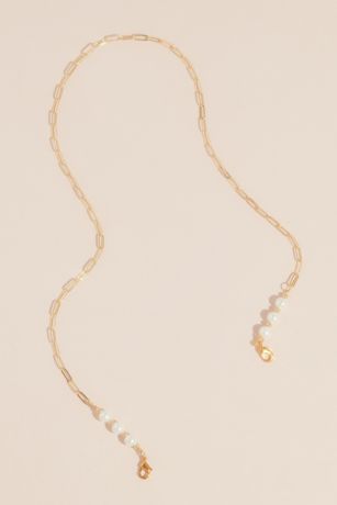 Pearl Trimmed Long Link Face Mask Chain
