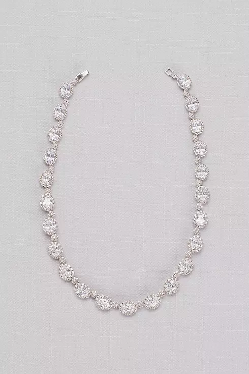Cubic Zirconia Pave Halo Link Necklace Image 1