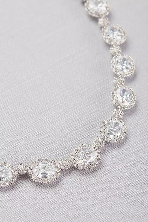 Cubic Zirconia Pave Halo Link Necklace Image 2