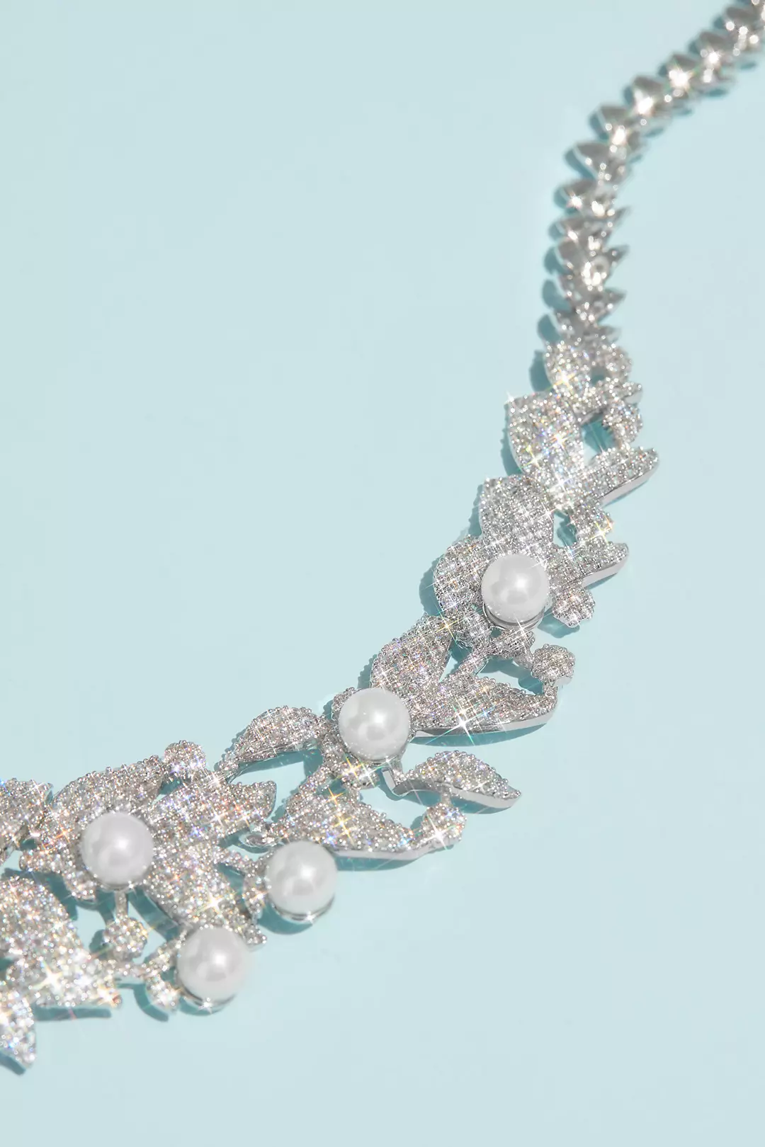 Crystal Floral Necklace with Pearl Embellishments Image 2