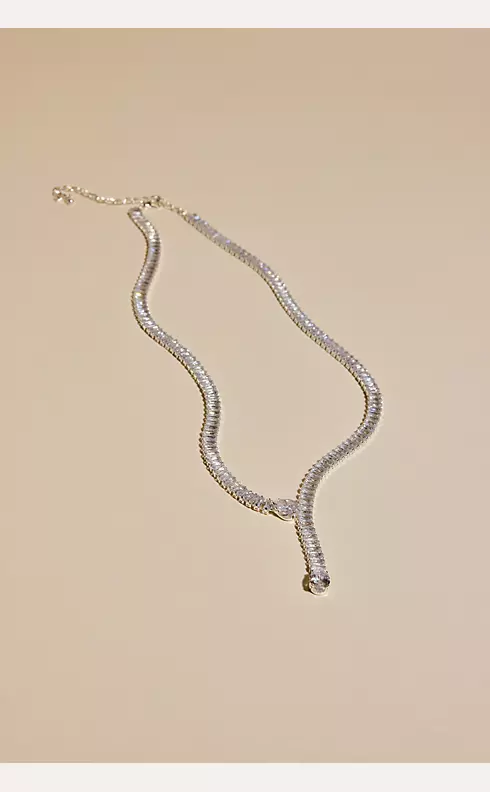 Cubic Zirconia Baguette Y-Necklace and Earrings Image 3