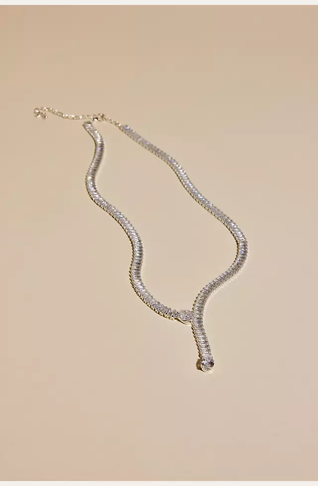 Cubic Zirconia Baguette Y-Necklace and Earrings Image 3