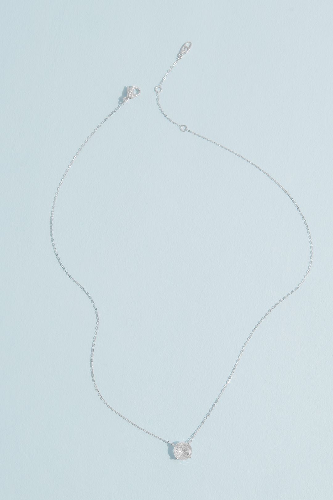 Rhodium 8MM Cubic Zirconia Pendant Necklace Image 3