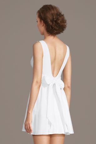 Stretch Poplin Ruffle Hip Mini Dress