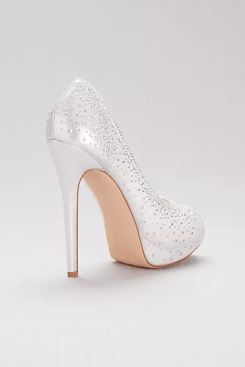 Sheer Mesh Peep-Toe Platform Heels with Crystals Image 2