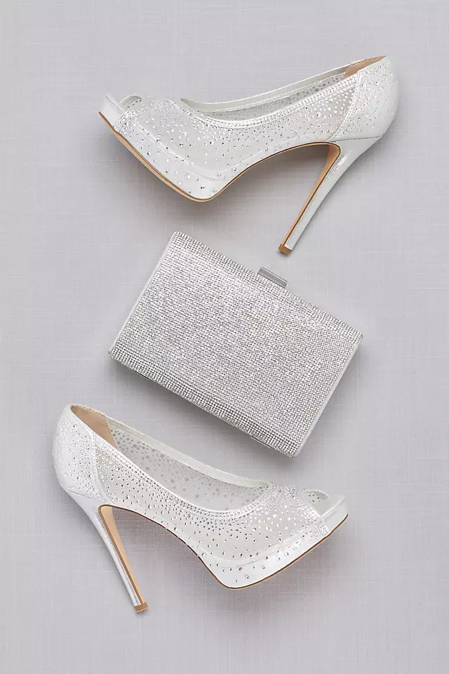 Sheer Mesh Peep-Toe Platform Heels with Crystals Image 5