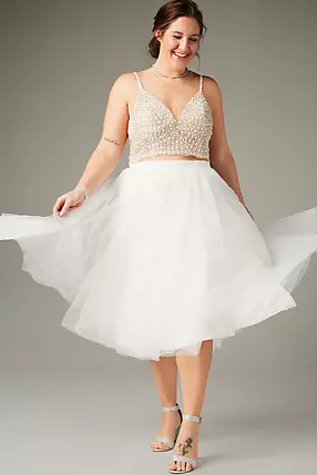 Embellished Spaghetti Strap Wedding Separates Top | David's Embellished Spaghetti Strap Wedding Separates Top | David's