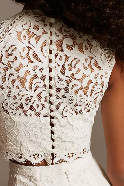 Button Back Lace Cap Sleeve Wedding Separates Top Image 4