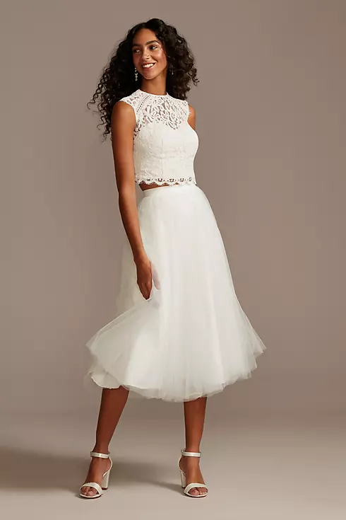 Button Back Lace Cap Sleeve Wedding Separates Top Image 5