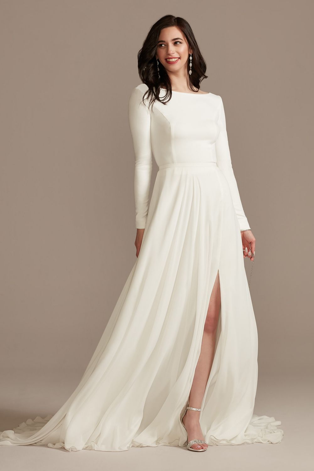 Long Sleeve Stretch Crepe Wedding Separates Top