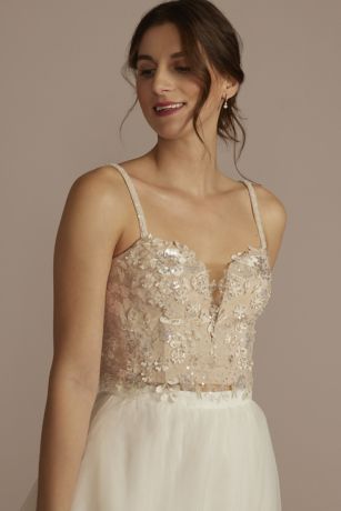 3D Floral Sweetheart Spaghetti Strap Separates Top Image