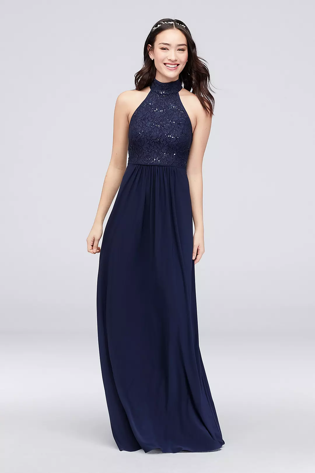 Navy Halter Long A-line Jersey Bridesmaid Dresses Navy Halter Long A-line Jersey Bridesmaid Dresses