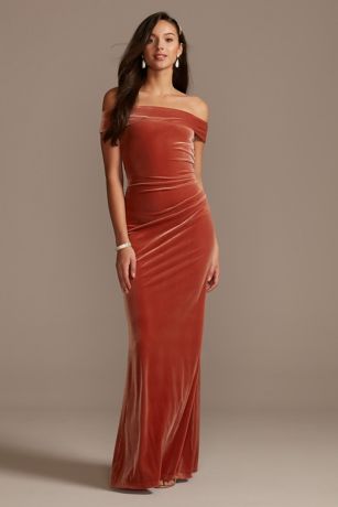 burnt orange velvet dress