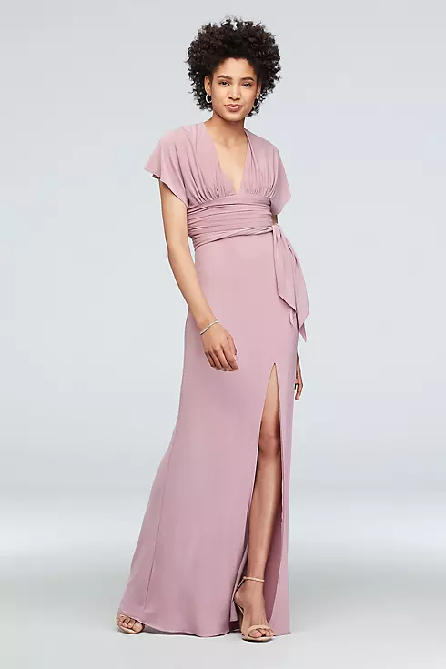 Jersey Flutter Sleeve Dress with Ruched Waistline Image 1