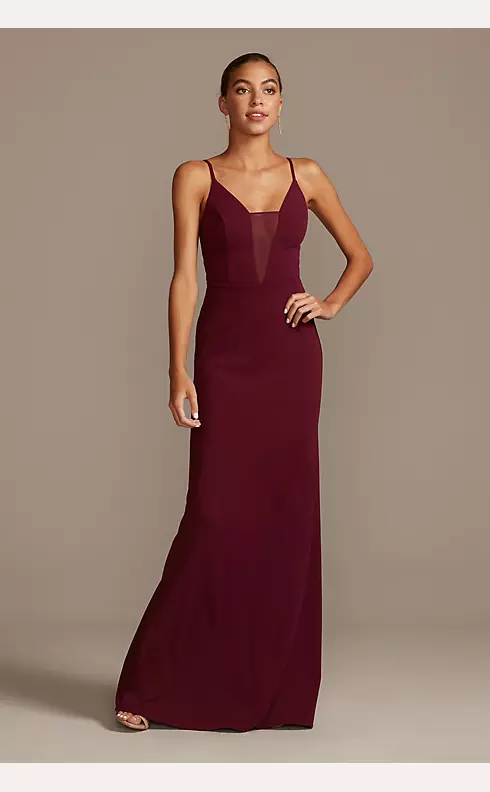 B233065 Chic Soft Crepe Ankle Length Gown with Straight Across Neckline and  Bold Straps