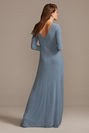 THEREDTHREAD / V slit long dress fog