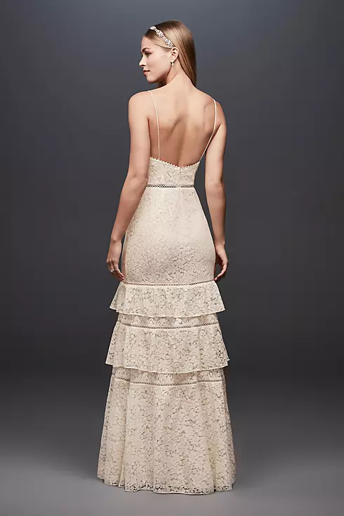Tiered Lace Sheath Gown with Openwork Insets  Image 2