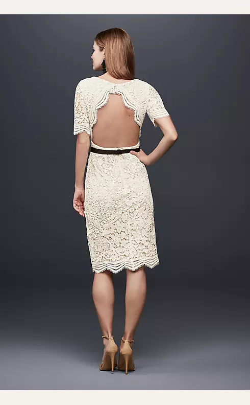 Illusion Lace Shift Dress with Contrast Ribbon Image 2