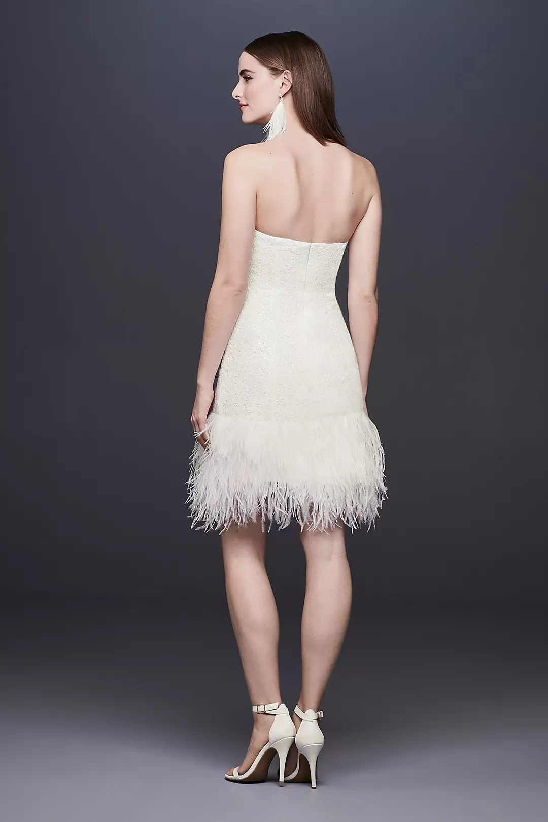 Strapless Lace Wedding Dress with Ostrich Feathers Image 2