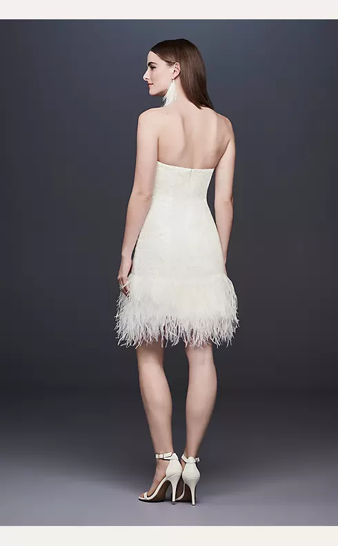 Strapless Lace Wedding Dress with Ostrich Feathers Image 2