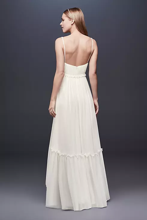 Short Beaded Strap Wedding Dress with High-Low Hem Image 2
