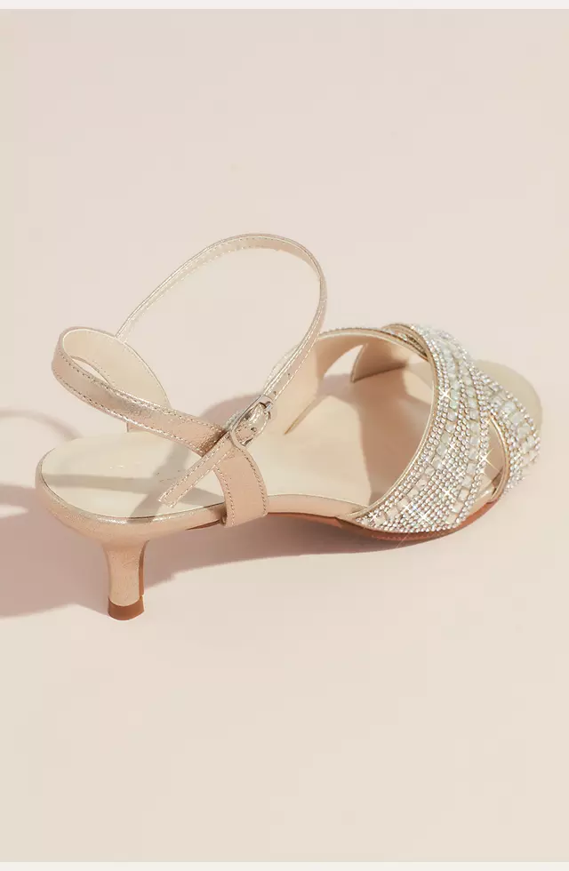Crisscross Crystal Ankle Strap Heeled Sandals | David's Bridal