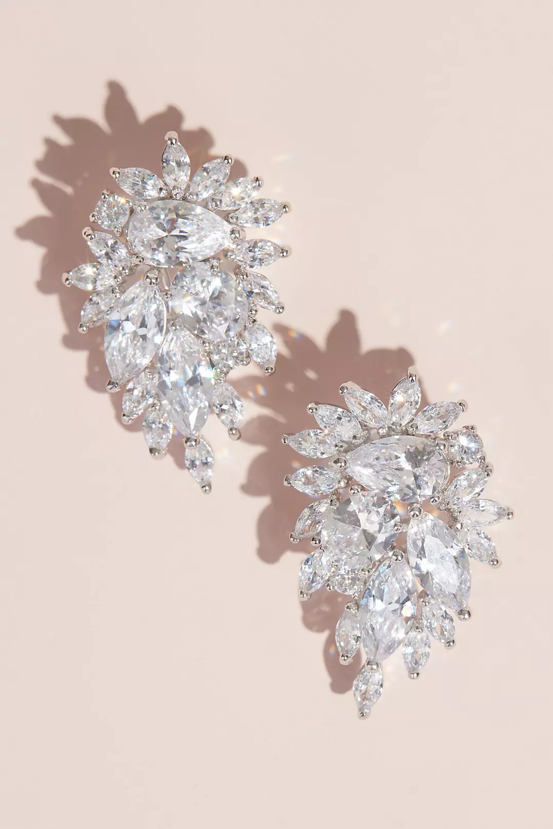 Clip-On Cubic Zirconia Crystal Cluster Earrings Image