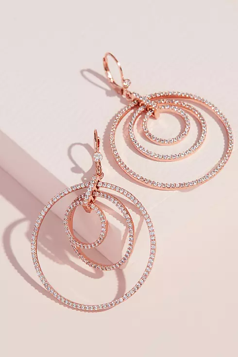 Dangling Concentric Pave Hoop Earrings Image 1