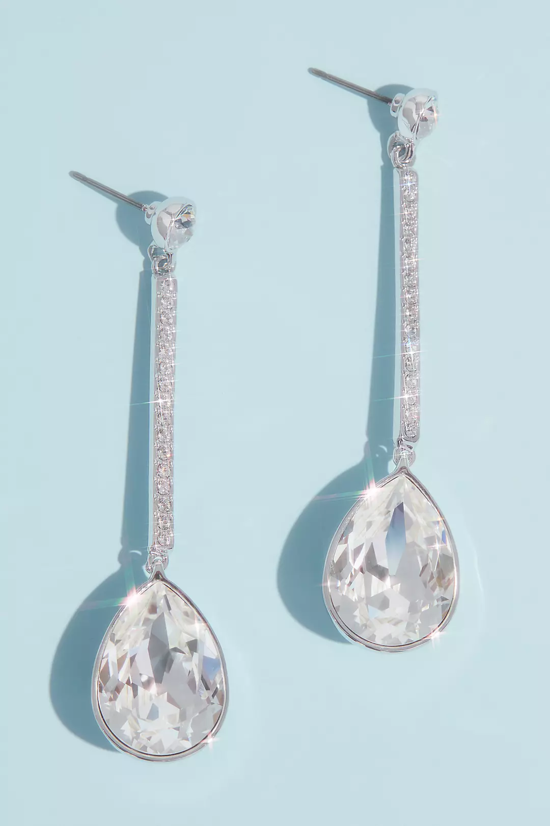 Swarovski Crystal Pear Bar Drop Earrings Image