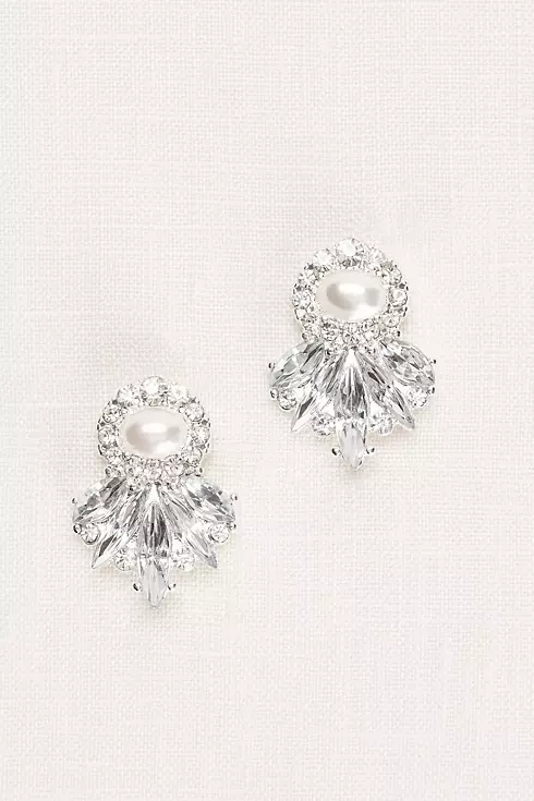 Art Deco Crystal and Pearl Earrings Image 1
