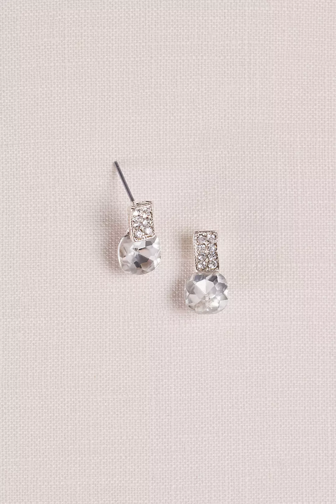 Pave and Solitaire Post Earrings Image