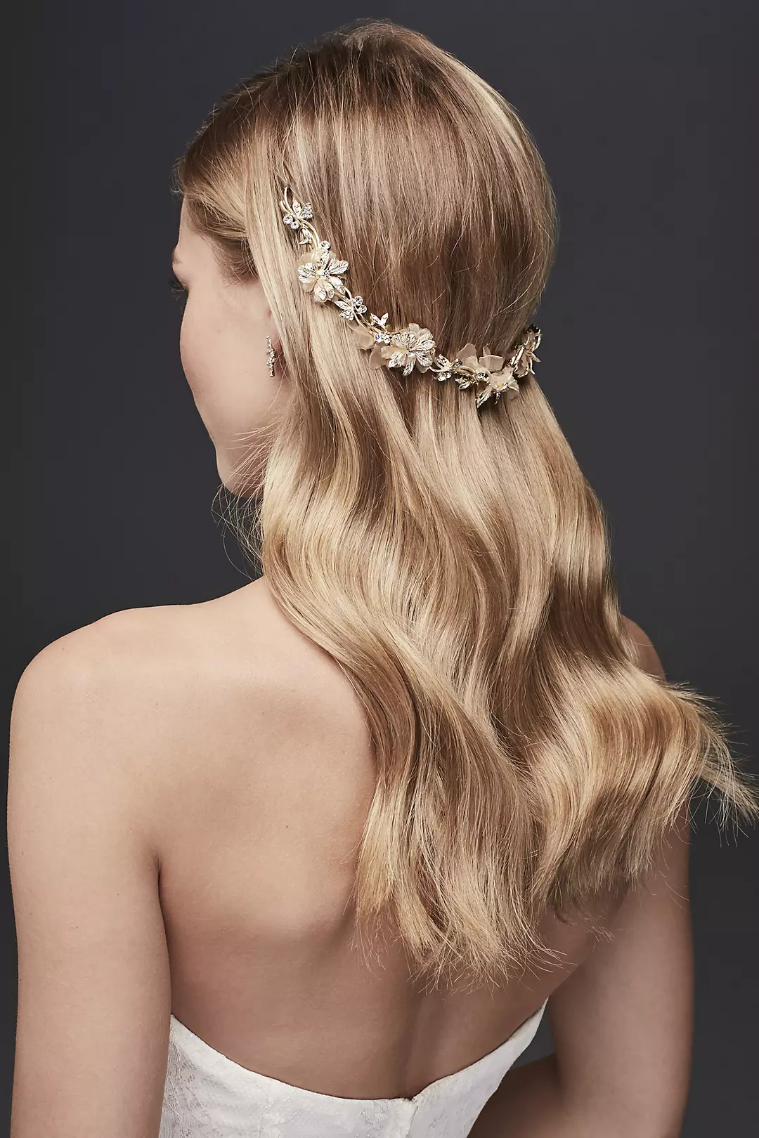 Fabric Petal Hair Vine with Crystals Image