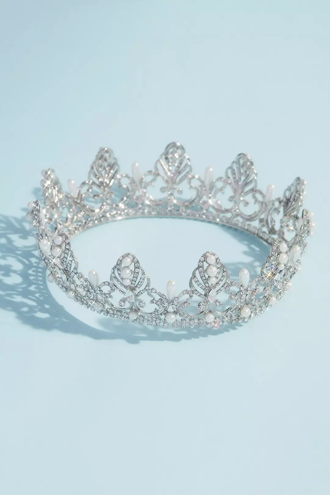 Pearl and Crystal Filigree Quinceanera Crown Image