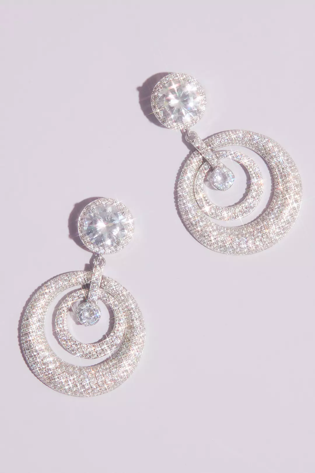 Domed Swarovski Crystal Pave Hoop Post Earrings Image