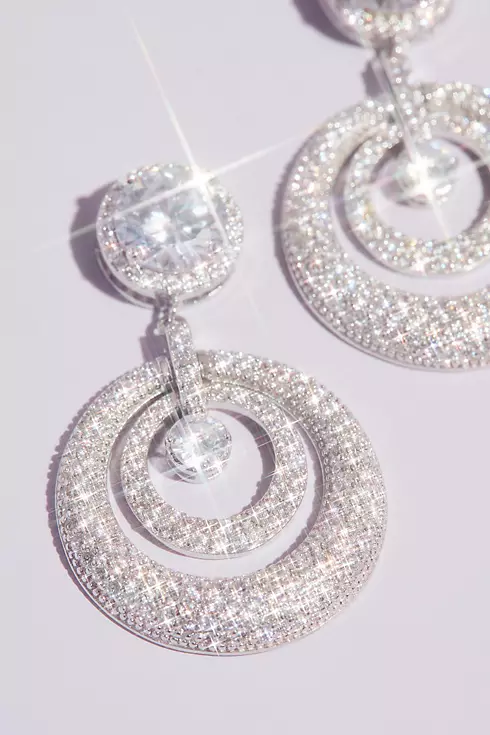 Domed Swarovski Crystal Pave Hoop Post Earrings Image 2
