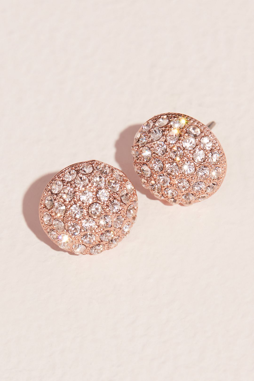 Pave Swarovski Crystal Button Stud Earrings Image 1