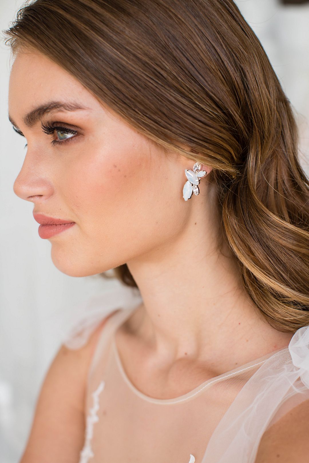 Opal and Swarovski Crystal Cluster Post Earrings Image 3