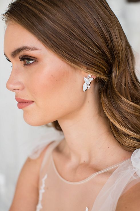 Opal and Swarovski Crystal Cluster Post Earrings Image