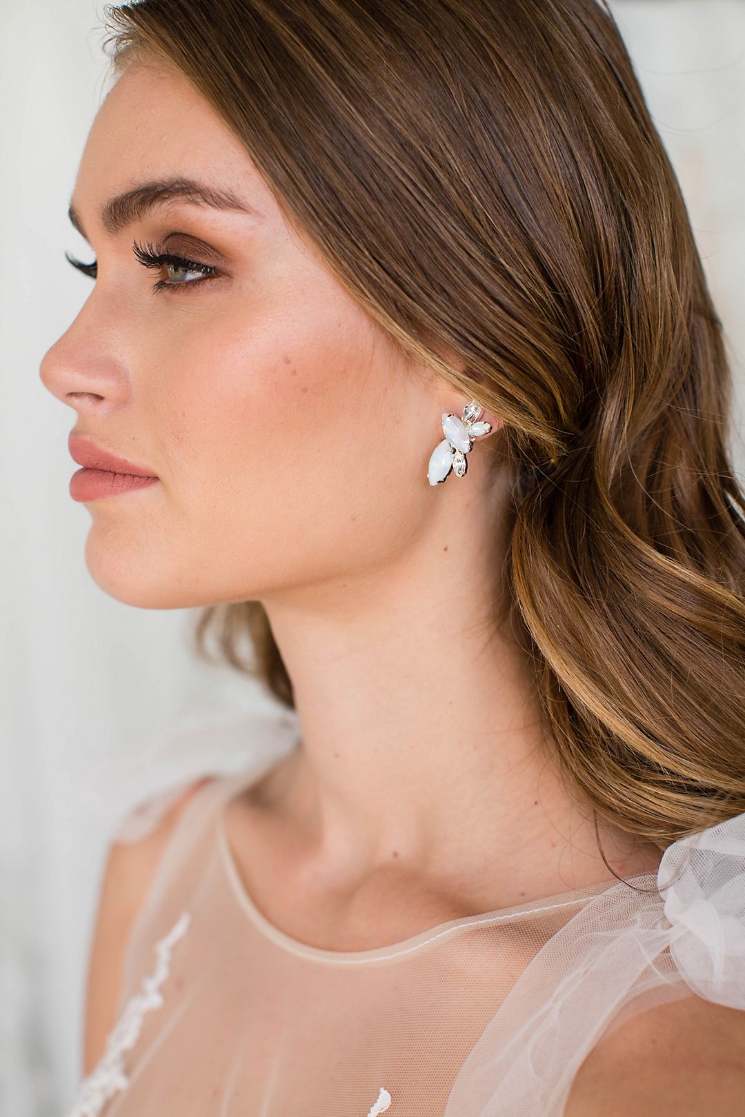 Opal and Swarovski Crystal Cluster Post Earrings Image 3