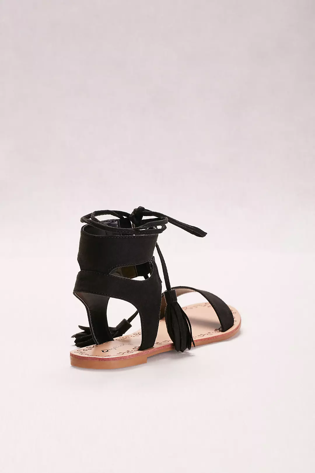 Suede Lace-Up Sandals with Tassels Image 2